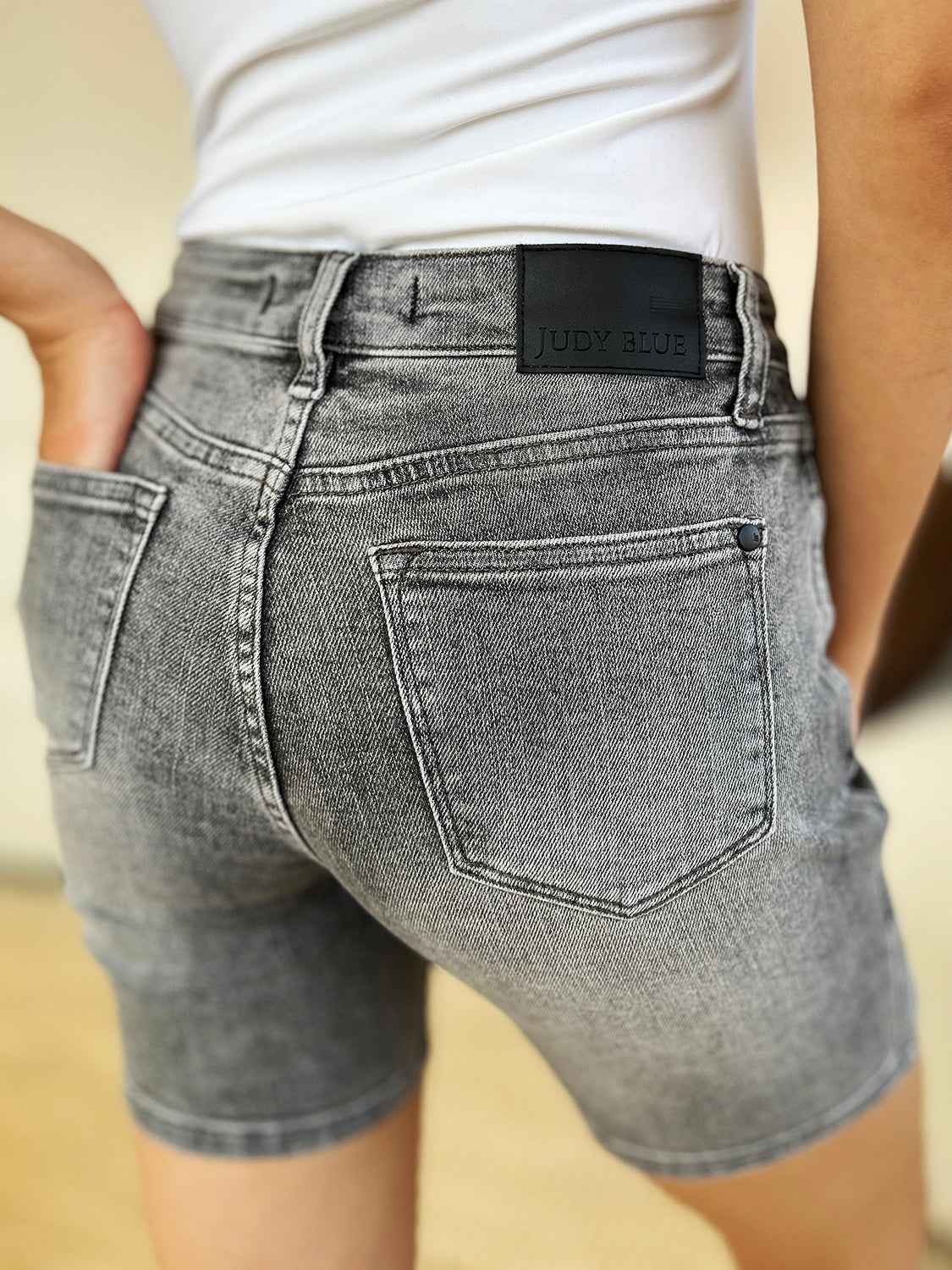 Judy Blue Full Size High Waist Washed Denim Shorts - Damned Threads